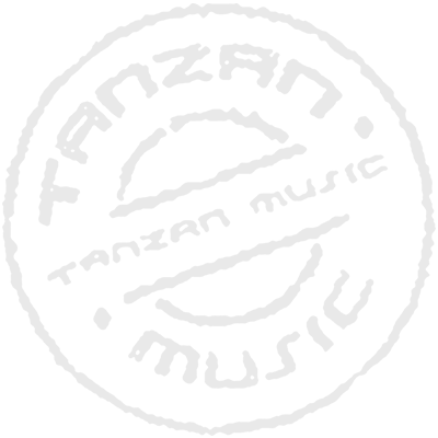 Logo tanzan Music bianco su sfondo trasparente